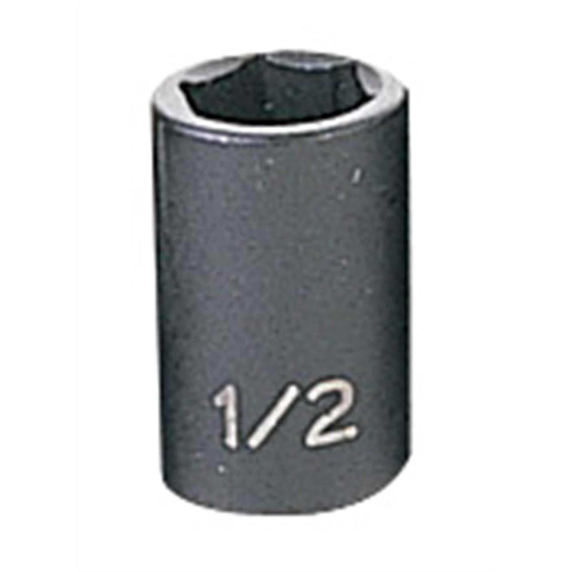 Grey Pneumatic Impact Socket — 1/2in., 3/8in. Drive, 6-Point, Chrome-Molybdenum, Black Oxide Coated, Model# GRE1016R